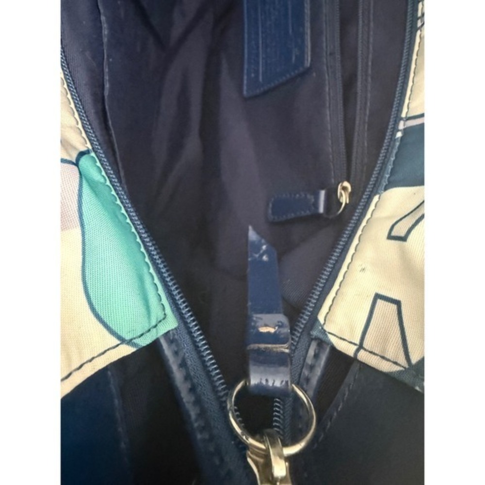 Coach Poppy Signature Tote Bag Multicolor Purple Teal Canvas M1163-117178 Flaw - Picture 16 of 17